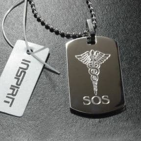 SOS Dog Tag Pendant, Stainless Steel Inspirit Personalised ref. SOST1