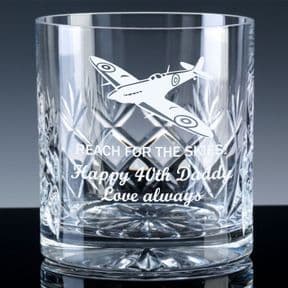 Spitfire Engraved Whisky Glass, PERSONALISED, ref SPWG