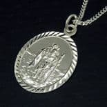 St Christopher Personalised Oval Silver Pendant, ref. SCOPC