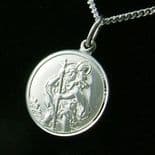 St Christopher Personalised Silver Pendant Necklace, Lady / Child, ref. SCPC