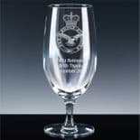 Stemmed Beer Glass with Military UK Forces Badge Emblem Personalised ref MFBG