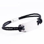 Tribal Steel 21cm Navy Leather ID Bracelet PERSONALISED ref. TSB06