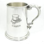 Usher Personalised One Pint Pewter Tankard, ref WUPT