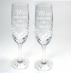 Wedding or Anniversary Crystal Champagne Flutes ref WFPR