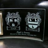 WEDDING Photo Frame PERSONALISED with TWO FAMILY CRESTS, ref PF2C