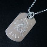 Zodiac Star Sign Dog Tag Silver Pendant, personalised engraved, ref. DTSS