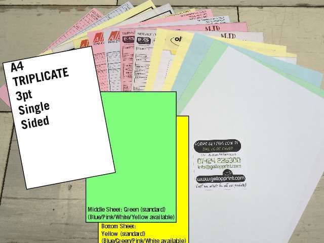 A4 Triplicate - 3 part 3pt Single Sided