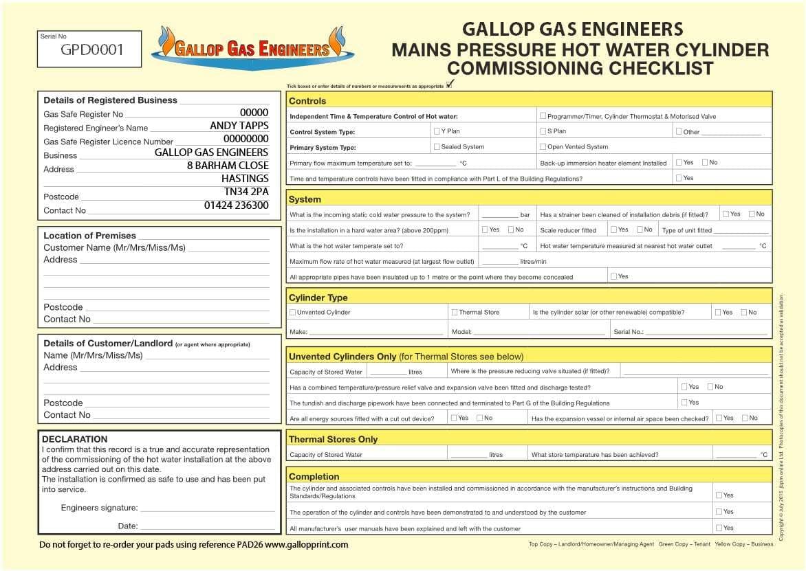 Mains Pressure Hot Water Cylinder Commissioning Checklist Personalised mains-pressure-hot-water-cylinder-commissioning-checklist-personalised