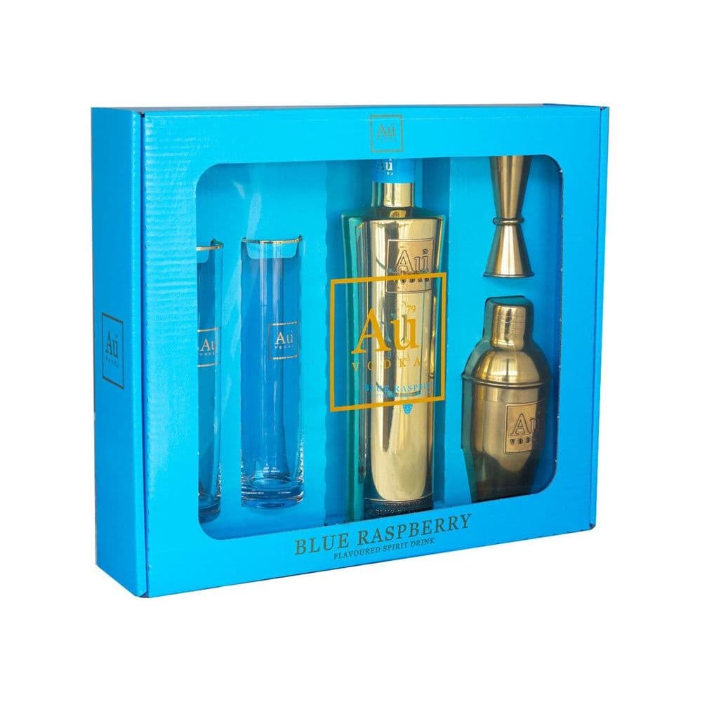 Au Blue Raspberry Vodka Gift Set 70cl (35.2) Buy Online Now!