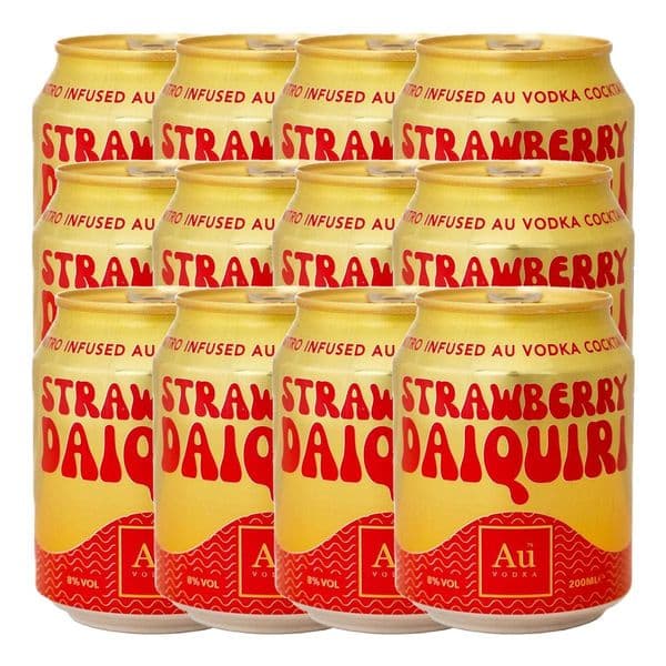 AU Vodka Strawberry Daquiri Cans 12 x 200ml Case & TRULO Passion Liqueur 50cl BUNDLE