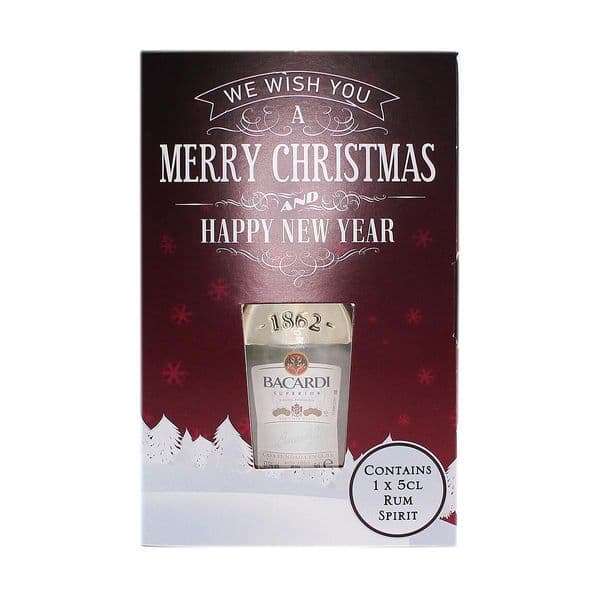 Bacardi White Rum Christmas Card Mini Gift Box 5cl | Buy Online Now!