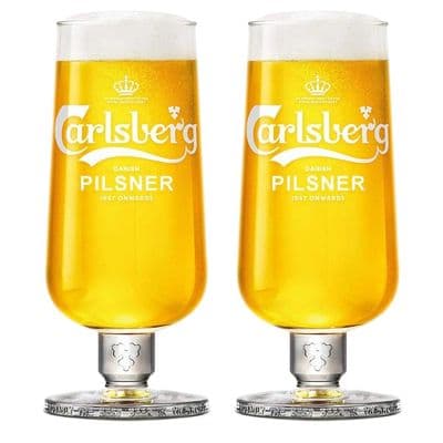 Carlsberg Pilsner | 2 x |  Chalice Stem | Beer Glass | 20oz Pint