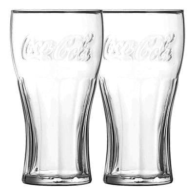 Coca Cola | 2 x | Retro Contour Tumbler | Glasses | 16oz