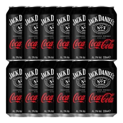 Jack Daniels & Coke Zero | Pre-Mixed Cans | Case | 5% | 12 x 330ml | 02/26