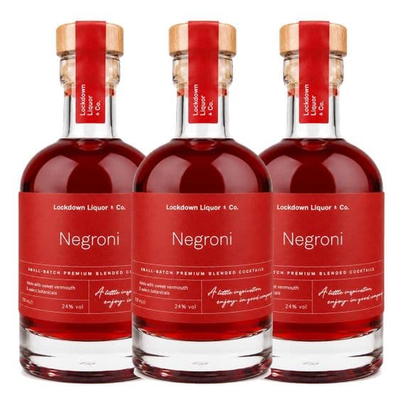 Lockdown Liqueur & Co | 3 x | Bundle | Negroni | Cocktail Gin | 24% | 10cl | Buy Online Now! | UK's Cheapest!
