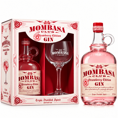Mombasa Club | Strawberry Edition | Gin | Glass | Gift Set | 37.5% | 70cl
