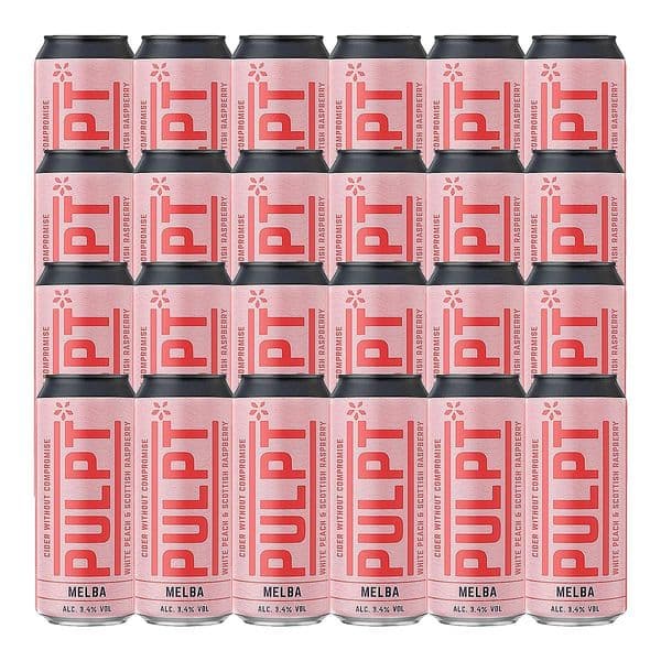 Pulpt Melba White Peach & Scottish Raspberry Cider Cans 24 x 440ml Case (17/01/26)