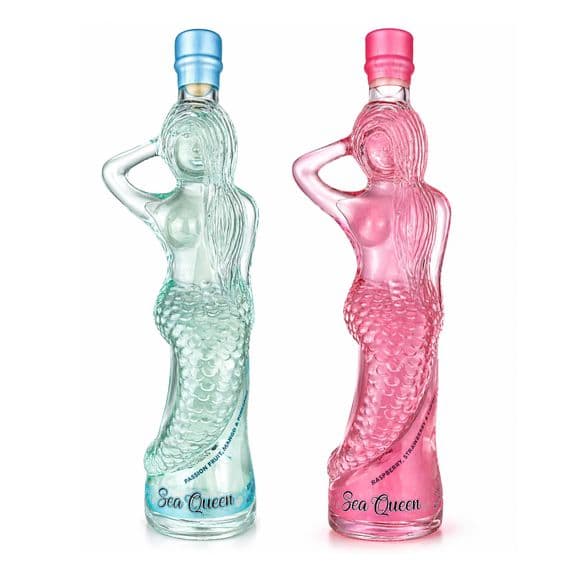 Sea Queen | 2 x | Bundle | Tropical & Pink | Mermaid Bottle | Gin Spirit | 29% | 50cl | Buy Now Online! | UK's Cheapest!