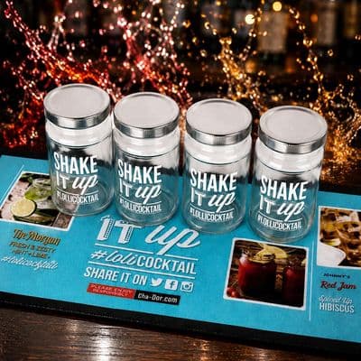 Shake It Up | 4 x | Cocktail Jam Jars | Glasses & Dip Mat | 10oz