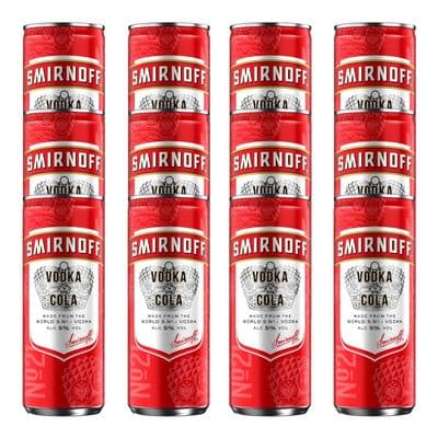 Smirnoff | Vodka & Cola | Pre-Mixed Cans | 12 x 250ml | 5% | Case (12/25)