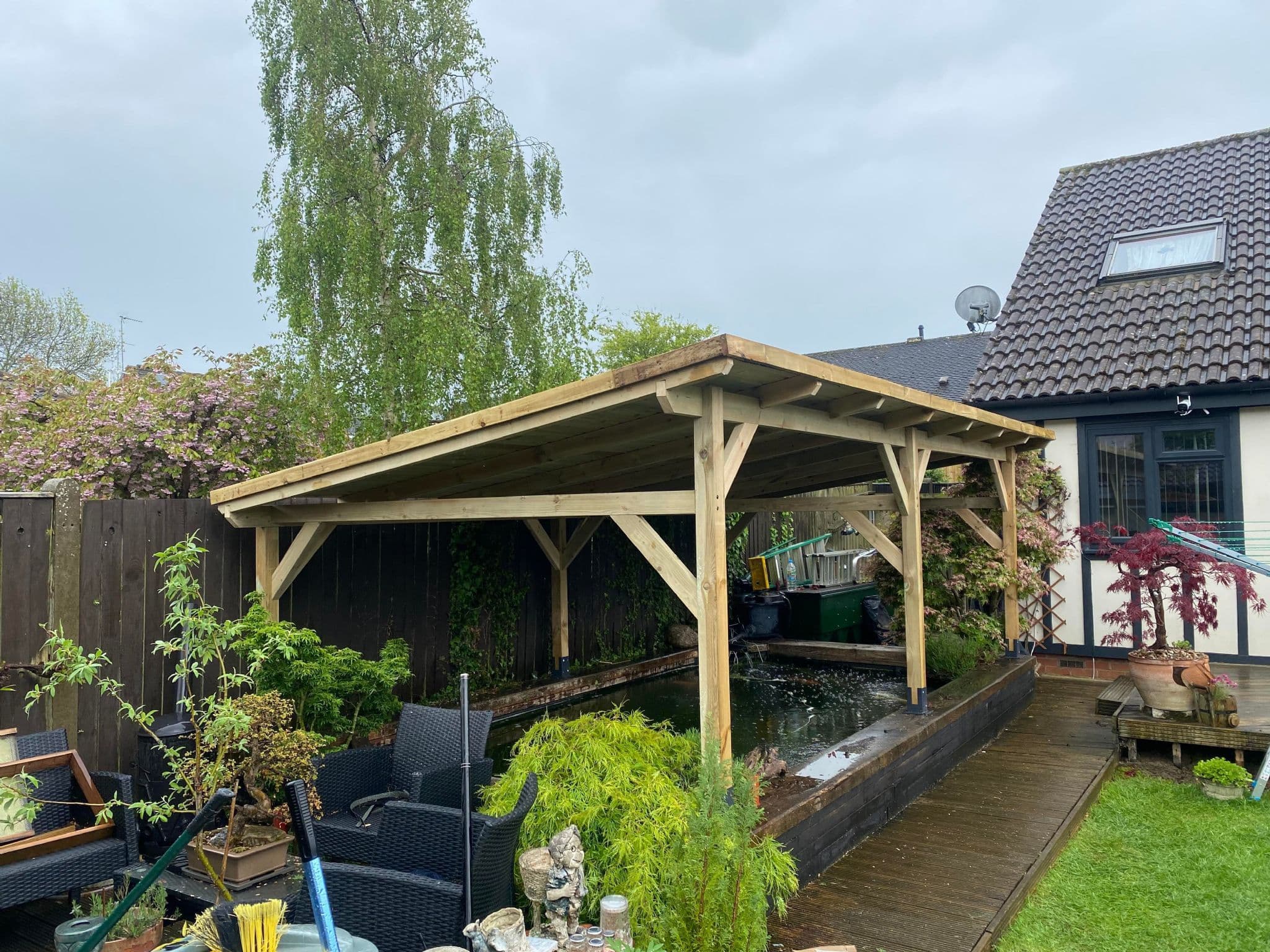 5 8m x 3 2m CLASSIC Pergola timber roof Torchon roof felt