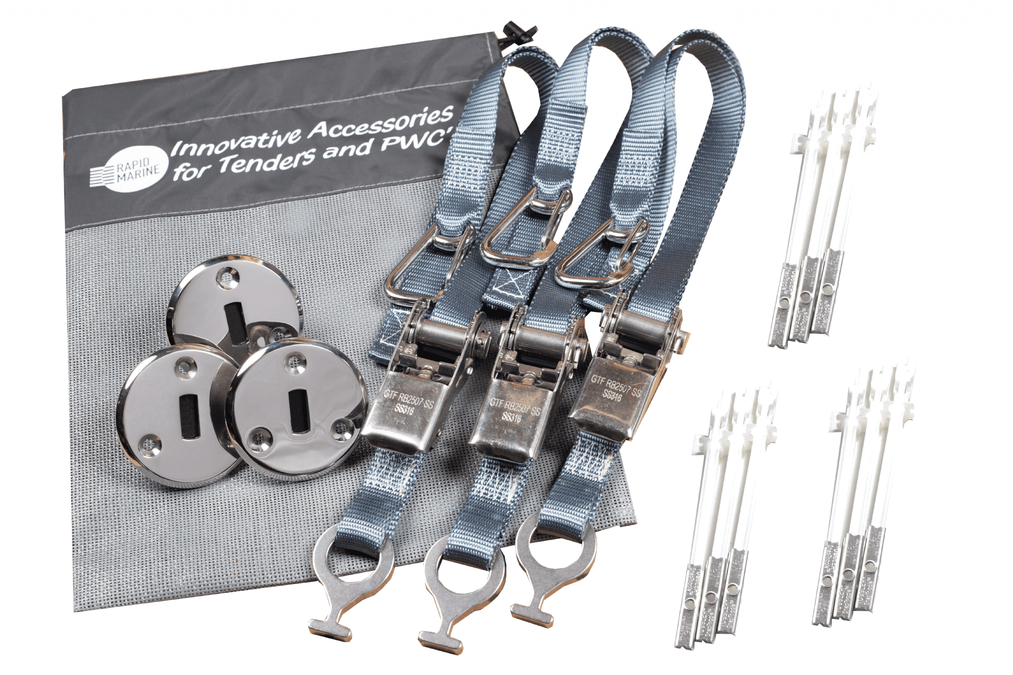 3 Point Tie Down Kit - Low Profile - Grey