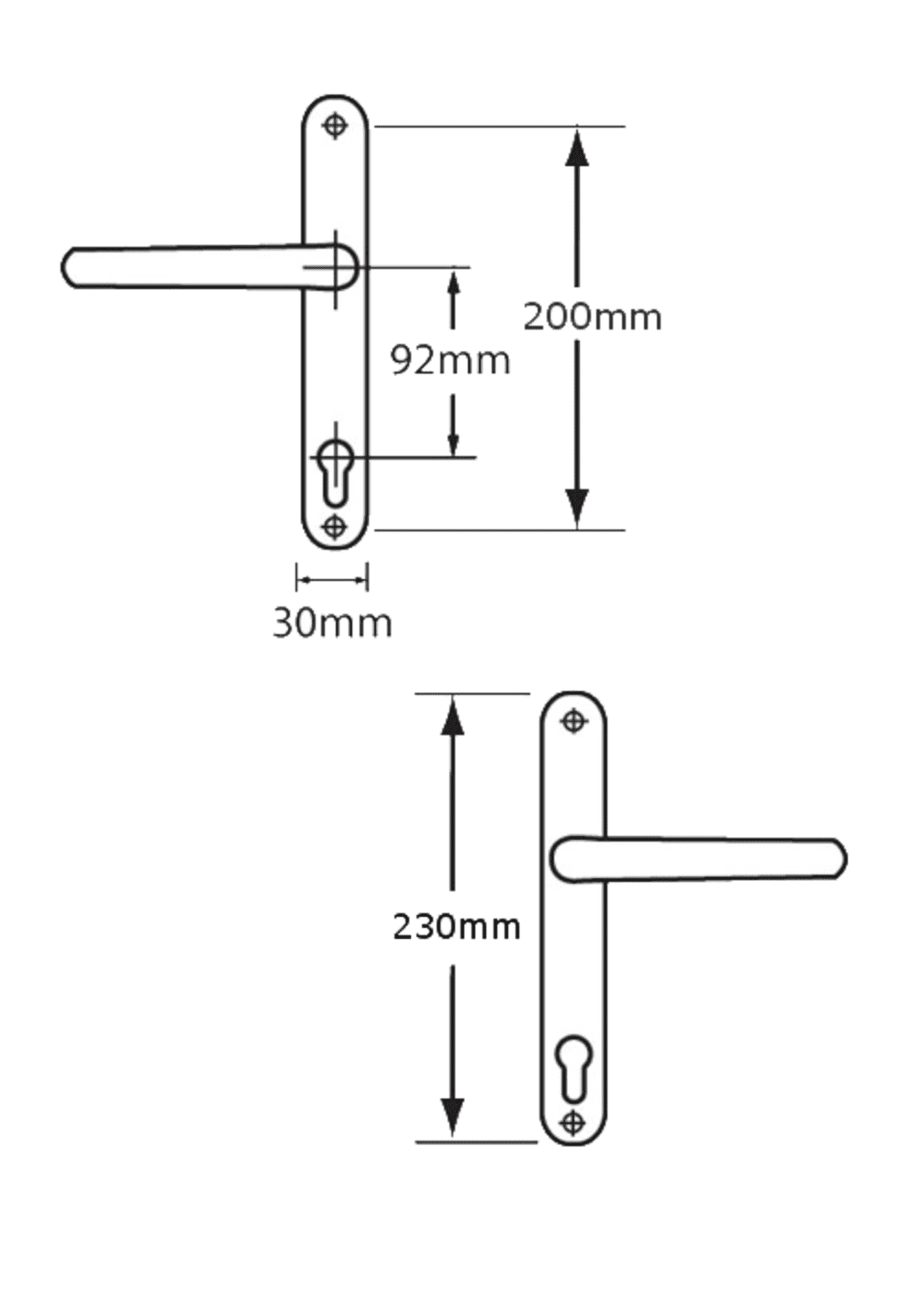 92200 UPVC Door Handle Gold