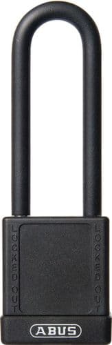 ABUS 74HB Series Long Shackle Lock Out Tag Out Coloured Aluminium Padlock - Black