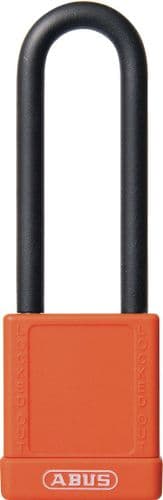 ABUS 74HB Series Long Shackle Lock Out Tag Out Coloured Aluminium Padlock - Orange