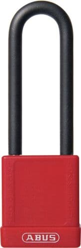 ABUS 74HB Series Long Shackle Lock Out Tag Out Coloured Aluminium Padlock - Red
