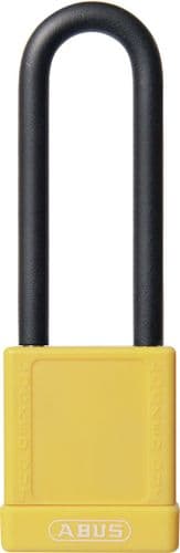 ABUS 74HB Series Long Shackle Lock Out Tag Out Coloured Aluminium Padlock - Yellow