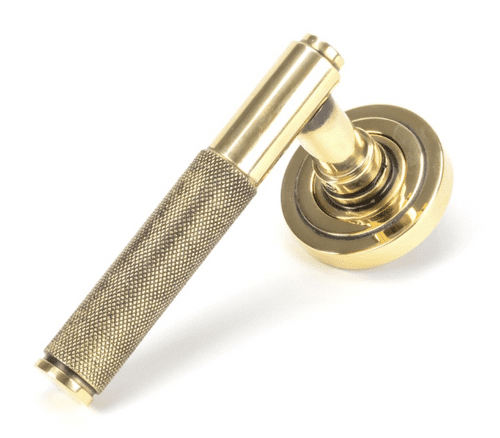 Aged Brass Brompton Lever on Rose Set (Art Deco)