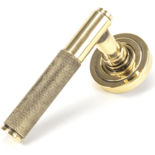Aged Brass Brompton Lever on Rose Set (Art Deco) - Unsprung