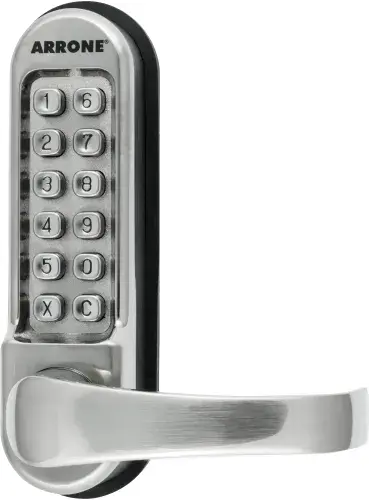 AR525-SSS Hoppe Arrone Lever Operated Push Button Digital Lock c/w Tubular Latch - Satin Stainless