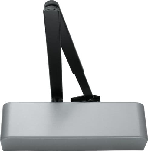 Arrone AR1500/SE/9017 Overhead Door Closer - Black Arm - Silver Enamel Cover