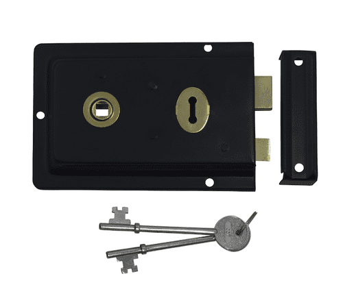 ASEC 1 Lever Double Handed Flanged Rimlock - 150mm - Black
