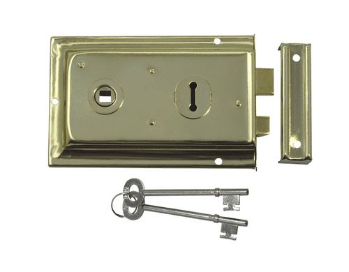ASEC 1 Lever Double Handed Flanged Rimlock - 150mm - Brass