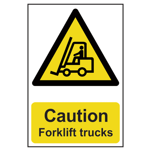 Caution: Forklift Trucks Sign 200mm x 300mm
