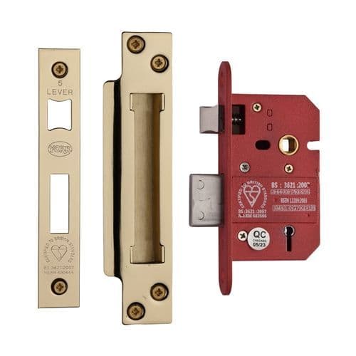 CE York CE York British Standard 5 Lever Sashlock 2 1/2" - Polished Brass