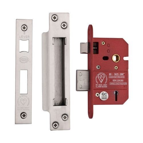 CE York CE York British Standard 5 Lever Sashlock 2 1/2" - Satin Chrome/Nickel