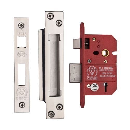 CE York CE York British Standard 5 Lever Sashlock 2 1/2" - Polished Chrome/Nickel
