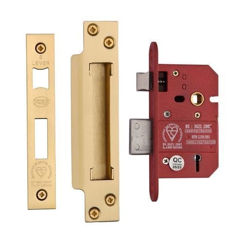 CE York CE York British Standard 5 Lever Sashlock 2 1/2" - Satin Brass