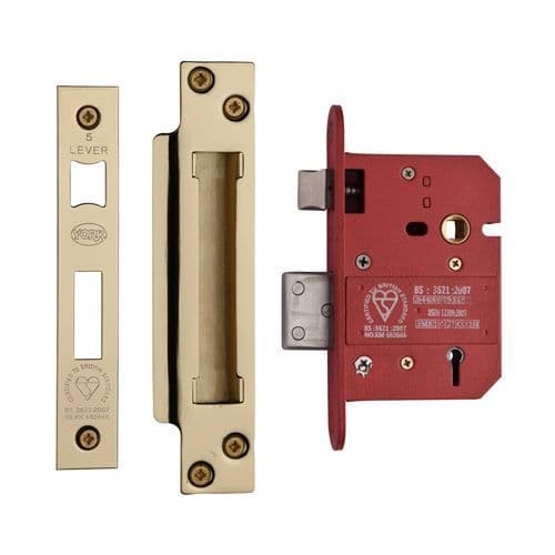 CE York CE York British Standard 5 Lever Sashlock 3" - Polished Brass