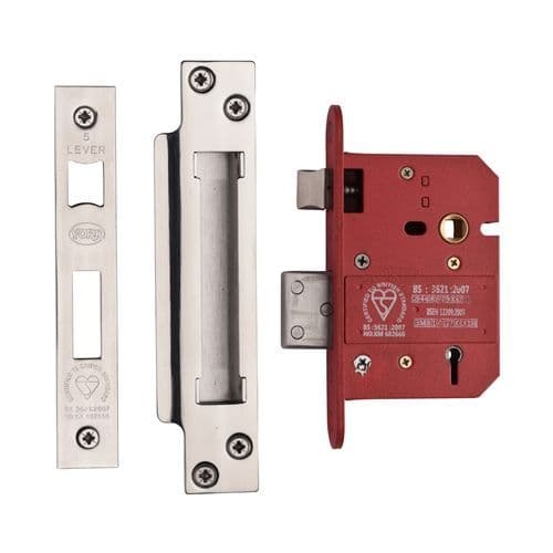 CE York CE York British Standard 5 Lever Sashlock 3" - Polished Chrome/Nickel
