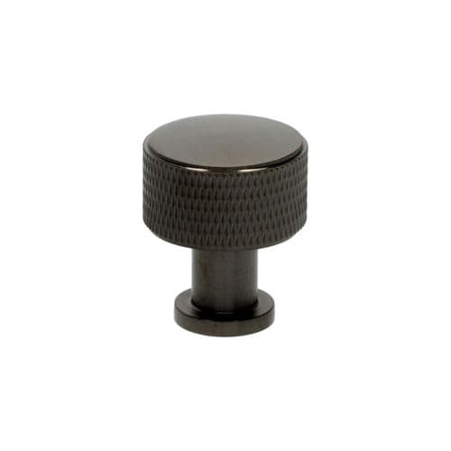 CLEARANCE Alexander and Wilks - Lucia Knurled Cupboard Knob - Black PVD - 29mm - AW807K-29-BLPVD