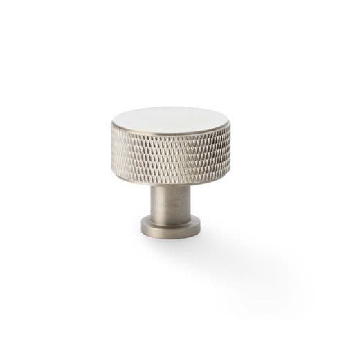 CLEARANCE Alexander and Wilks -  Lucia Knurled Cupboard Knob - Satin Nickel - 35mm - AW807K-35-SN