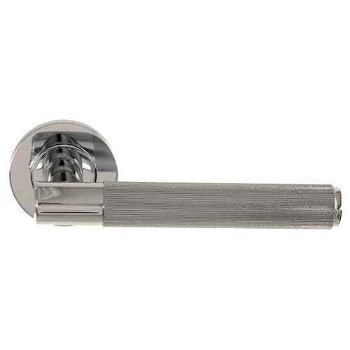CLEARANCE Alexander and Wilks - Spitfire Reeded Lever on Round Rose - Polished Nickel - AW222PNPVD