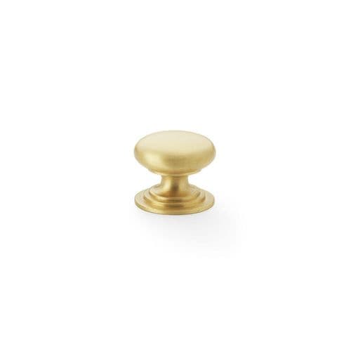 CLEARANCE Alexander and Wilks - Waltz Round Cupboard Knob on Stepped Rose - Satin Brass - Knob 25mm