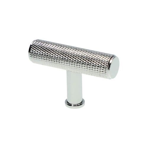 CLEARANCE SALE Alexander and Wilks - Crispin Knurled T-bar Cupboard Knob - Polished Chrome - 55mm