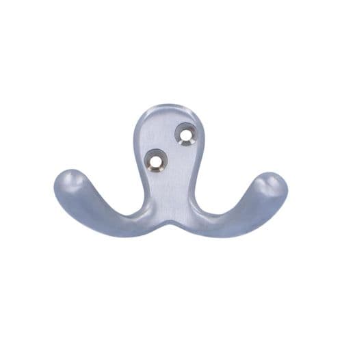 CLEARANCE SALE Alexander and Wilks - Victorian Double Robe Hook - Satin Chrome
